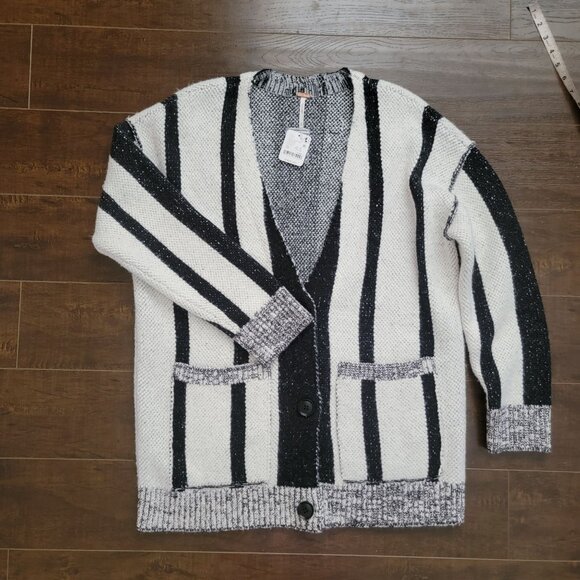 Free People State Side Cardi Womens XS Striped Sweater Y2K Casual Preppy - Picture 2 of 7